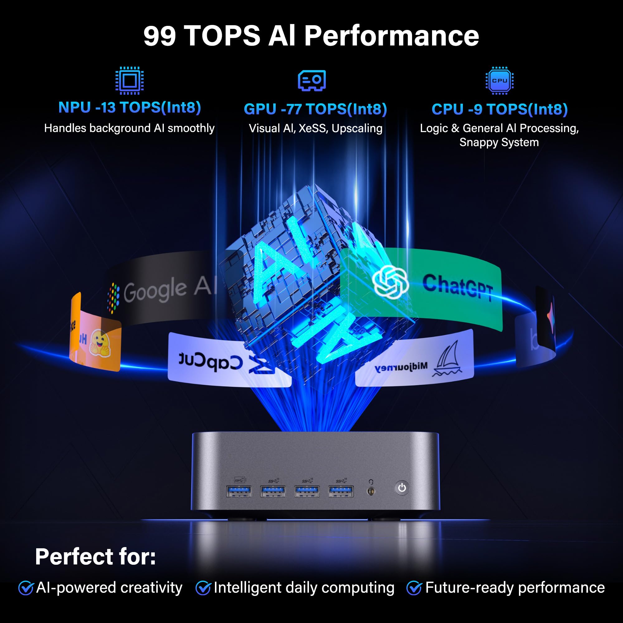 GEEKOM GT2 Mega Ai Mini PC with Intel Core Ultra 9 285H Graphics